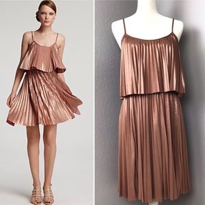 Halston Heritage Rose Gold Pleated TierDress I10